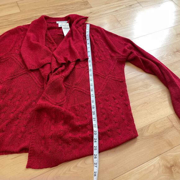 NWT Coldwater Creek Open Front Cardigan Size 1X Red Cable Designs Flowy - Picture 6 of 9